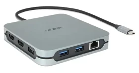 Dicota USB-C 10v1 strieborná / Dokovacia stanica / 2x HDMI 8K / 6x USB / PD 100W / RJ-45 (D32057)