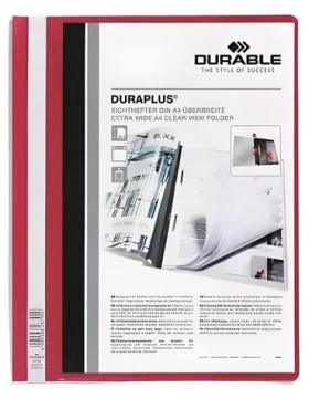 Durable Duraplus červená / Rýchloviazač / A4 / Priehľadné vrecko / Kovová spona (257903)