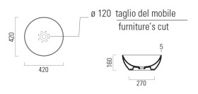 GSI - PURA keramické umývadlo na dosku, průměr 42cm, biela lesk ExtraGlaze 885111