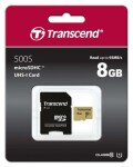 Transcend 500S Micro SDHC 8GB + adaptér / UHS-I / U1 / V30 / R: 95MBs / W: 60MBs (TS8GUSD500S)