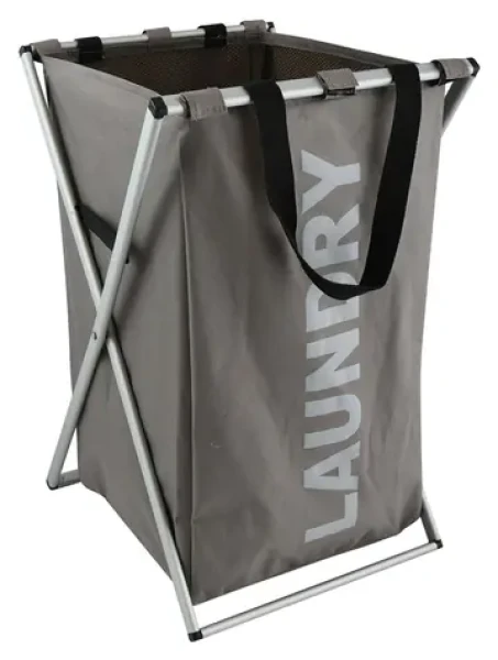MSV LAUNDRY kôš na bielizeň skladací šedo-hnedý / 50 l / polyester, hliník