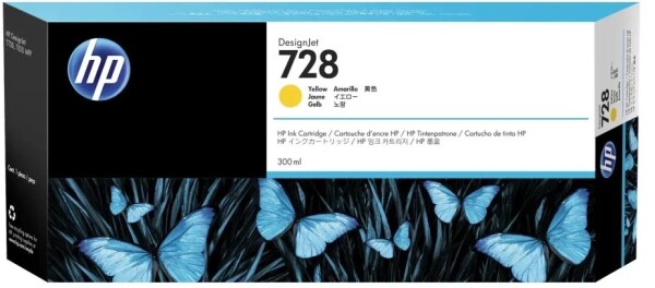 HP Hewlett Packard (HP) HP 728 300-ml Geltona Ink Cartridge