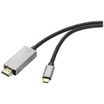 Renkforce USB-C® / HDMI káblový adaptér USB-C ® zástrčka, Zástrčka HDMI-A 3.00 m čierna RF-4995152 8K UHD HDMI kábel; RF-4995152