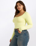 Organic Basics Everyday Scoop Neck Long Sleeve Tee Elderflower Green S