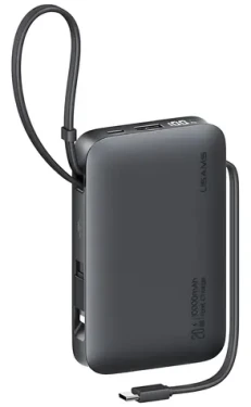 USAMS CD228 XR Series čierna / Powerbanka / 10000 mAh / 20 W / USB-C + Lightning kábel / 4 výstupy (10KCD22801)