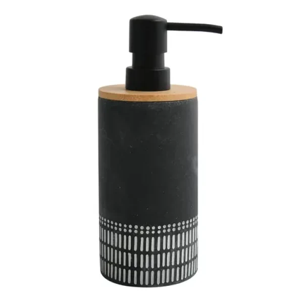 Spirella YUMA Dávkovač mydla čierno-biely / Polyresin / Bambus / 310 ml