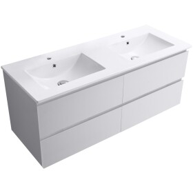 CERANO - Kúpeľňová skrinka Carole + keramické dvojumývadlo Todo - biela matná - 121x50x46,5 CER-476315