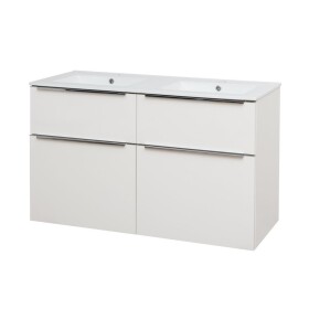 Mereo Mailo, kúpeľňová skrinka s keramickým umývadlom 121 cm, biela, elox AL madlo CN513A