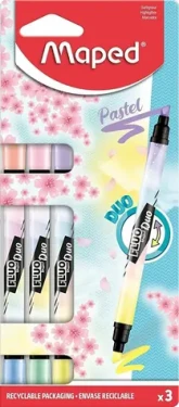 Maped Zvýrazňovače Maped Fluo Peps Duo Pastel - súprava 3 ks (151049)