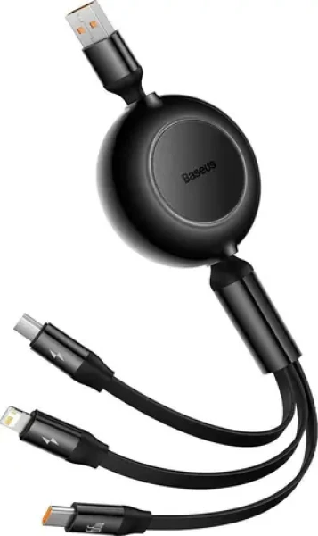 Baseus CAMJ010101 Kábel USB-A (M) - Micro-USB (M) amp; USB-C (M) amp; Lightning (M) 1.1 m čierna / 66W (CAMJ010101)