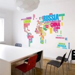 Veselá Stena Samolepka Farebná mapa Sveta