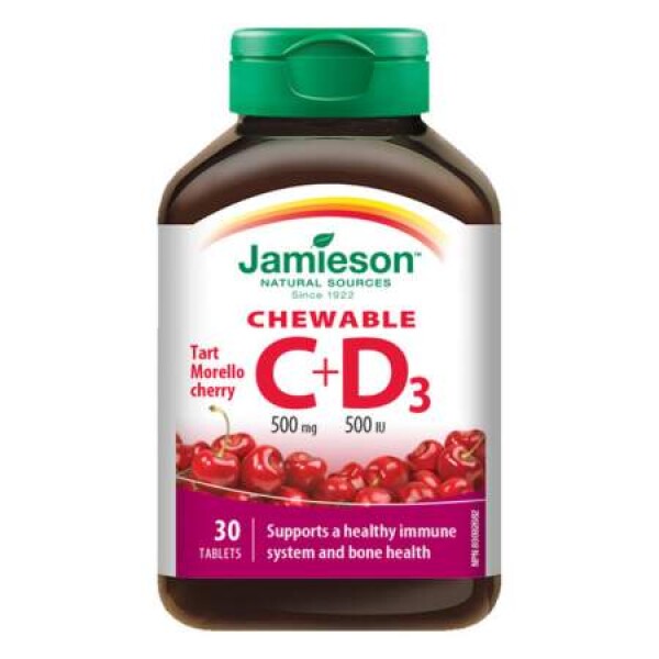 JAMIESON Vitamín C+D3 tablety na cmúľanie s čerešňovou príchuťou 30 tabliet