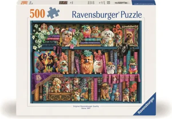 Ravensburger Puzzle: Roztomilí porcelánoví mopslíci /500 dielikov/ od 12 rokov