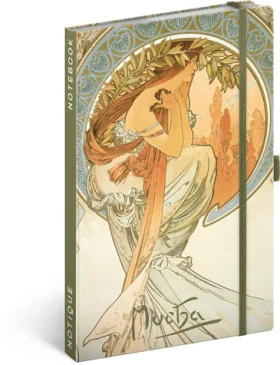 NOTIQUE Notes Alfons Mucha - Poézia, linajkový, 13 x 21 cm (A-34389)