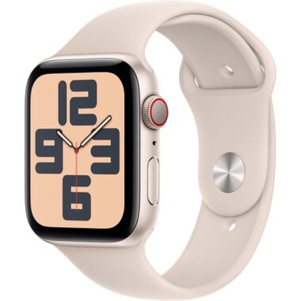 Apple Watch SE (2023) GPS+Cellular 44mm Hviezdne biele hliníkové telo - Hviezdne biely športový remienok M/L / 160-210 mm (MRGX3)