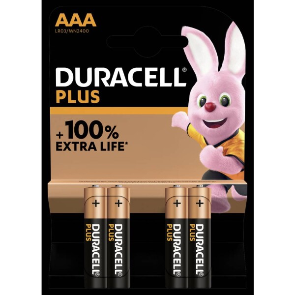 Duracell Plus-AAA K4 mikrotužková batérie typu AAA alkalicko-mangánová 1.5 V 4 ks; Plus-AAA K4