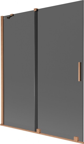 MEXEN/S - Velár dvojkrídlová posuvná vaňová zástena 140 x 150, grafit, meď kartáčovaná 896-140-000-41-65