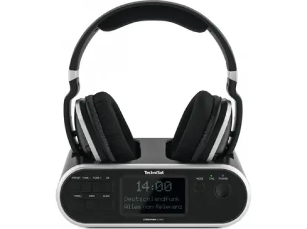 TechniSat STEREOMAN 2 DAB+ čierna / bezdrôtové slúchadlá / 2.4GHz / dokovacia stanica (V070I)