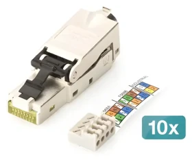 Digitus DN-93631-10 strieborná / Konektor RJ45 / CAT6a / STP / pre montáž v teréne / 10 ks (DN-93631-10)