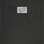 MEXEN/S - Hugo sprchová vanička SMC 80 x 80, čierna, krytka nerez 42708080-X