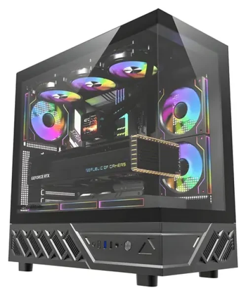 DarkFlash DS950 čierna / ATX / bez vetrákov / USB-C 3.2 Gen 2 / 2x USB-A / 270 ° panel / bez zdroja (DS950 BLK NoF)