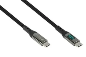 Good Connections USB-C grafitová / Dátový kábel / USB-C - USB-C / 100 W / OLED displej / 1 m (2213-D010S)