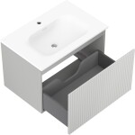 MEXEN/S - Rivel kúpeľňová skrinka 70 cm s umývadlom Vela, 1 šuplík, reliéf, sivá mat/biela mat 91A20-07047-1-BF62-W23M01