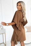 287-39 SOFIA Motýlie šaty so zaväzovaním v páse - cappuccino 2XL/3XL