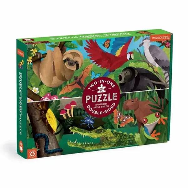 Mudpuppy Obojstranné puzzle Dažďový prales NAD a na zemi