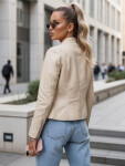 Dámska kožená bunda béžová FashionStreet TY5652 S