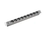 Bachmann 19" PDU hliník sivá / PDU / 9x zásuvka / 1U / 2 m / bez spínača (333.401)