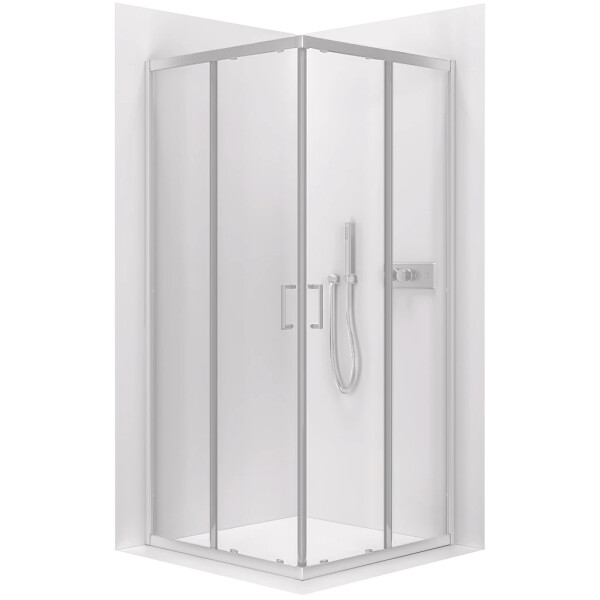 CERANO - Sprchovací kút Fabrizio L/P - 5 mm - chróm, transparentné sklo - 80x80x195 - posuvný CER-477973
