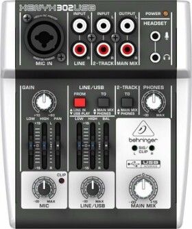 Behringer Xenyx X302USB / Analógový mixážny pult / 5 kanálov / USB / XLR / RCA / 3.5mm (27000221)