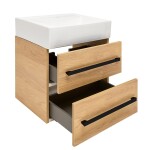 Kúpeľňová skrinka s umývadlom a čiernou úchytkou SAT Cube Way 60x53x46 cm dub Hickory mat CUBE46C602DHSATCWL CUBE46C602DHSATCWL