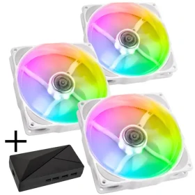 Noiseblocker NB-eLoop X B12-P ARGB biela + Port Hub / 120mm / 28.4 dB @ 2000 RPM / 77.93 CFM / 4-Pin PWM + 3-Pin (LUBU-049)