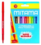 Mitama 61995 / Sada fixiek / 12 farieb / umývateľné / trojhranné / 3 mm hrot (61995)