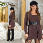 Sexy Minidress with buckle detail and glitter brown Einheitsgroesse