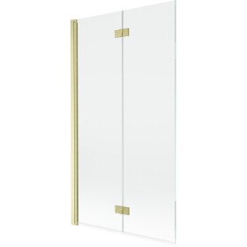 MEXEN - MIST vaňová zástena 100x150 cm 6mm 2-s, zlatá kartáčovaná, číra, ľavá 8A9-100-002-55-00-L