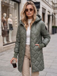 Dlhá dámska prešívaná prechodná bunda, zelená, FashionStreet TY5863 S