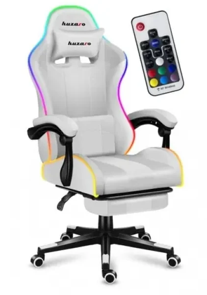 Huzaro Force 4.7 RGB biela / Herná stolička / nastaviteľná / nosnosť až 140 kg / látka (HZ-FORCE 4.7 RGB WHITE)
