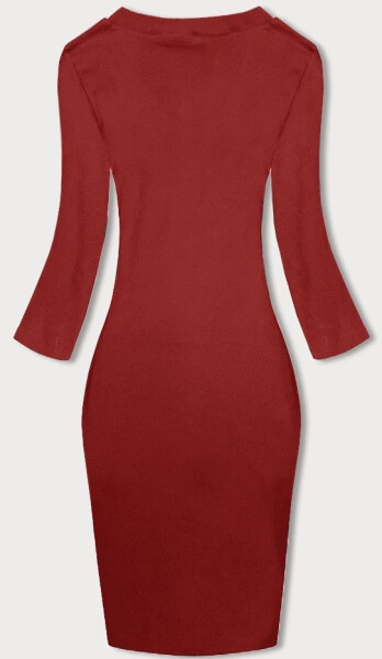 Červené rebrované šaty s okrúhlym výstrihom (5131-09) odstíny červené L (40)