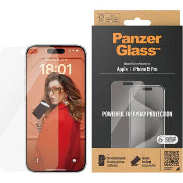 PanzerGlass ochranné sklo pre Apple iPhone 15 Pro / číre (5711724028069)