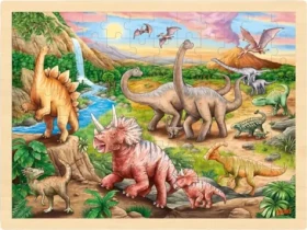 GOKI Drevené puzzle Dinosaurie chodník