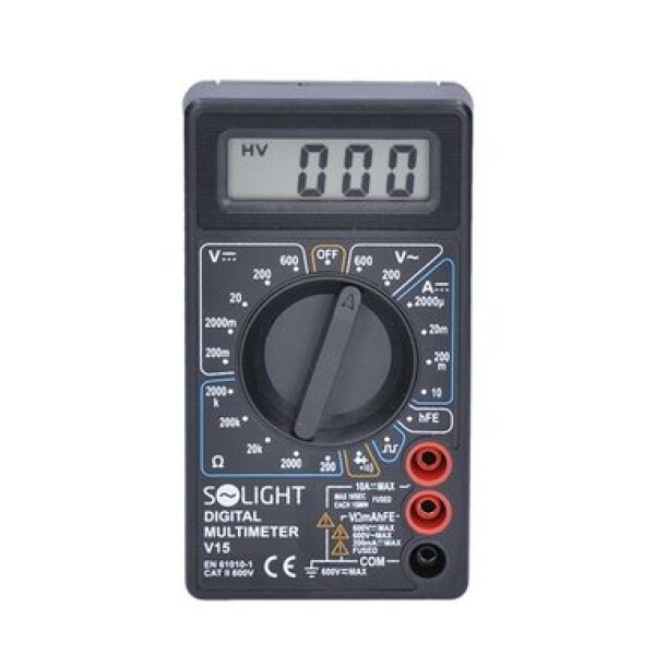 Solight V15 multimeter / max. AC 500V / max. DC 500V / 10A / test diódy / bzučiak (8592718017132)