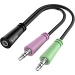 Hama 00200351 jack audio prepojovací kábel [2x jack zástrčka 3,5 mm - 1x jack zásuvka 3,5 mm] 0.15 m čierna; 00200351