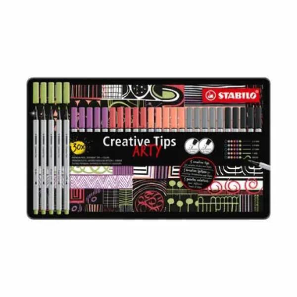 STABILO® Creative Tips - ARTY - 30 ks sada v plechu - PASTEL - 6 rôznych farieb (89/30-6-2-20)