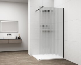 POLYSAN - ESCA BLACK MATT jednodielna sprchová zástena na inštaláciu k stene, sklo Flute, 900 ES1390-02