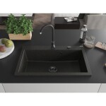 MEXEN/S MEXEN/S - Elix granitový drez 1-miska 800 x 500 mm, čierna/zlatá metalik, sifón čierna 6527801005-75-B