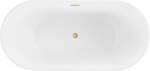 MEXEN/S - Luna vaňa voľne stojaca 150 x 75, biela, sifón a prepad zlatá kartáčovaná 52031507500-55