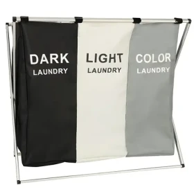 KIK Trojkomorový kôš na bielizeň s organizérom 135 l / Oxford 600D / 65 × 36,5 × 58 cm (400841)